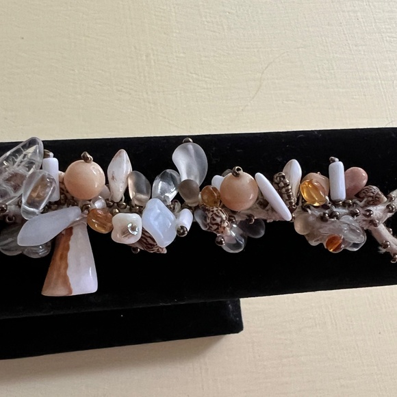 Shells & Beads 6 in Bracelet Handmade Button & Loop Closure Cotton - Picture 3 of 12